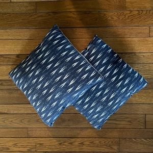 Batik blue square throw pillows 15” (set of two)
